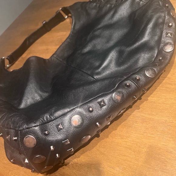Romygold Black Studded Leather Hobo Handbag - Picture 3 of 4